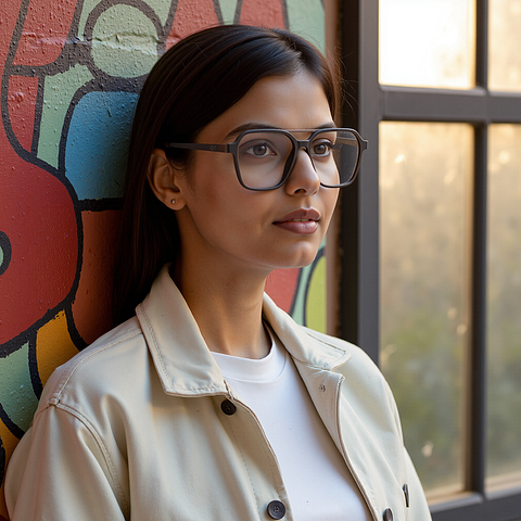 Lenskart Air Light Gray Full Rim Square right side Lenskart Air Light Gray Full Rim Square right side