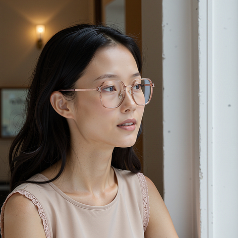 Lenskart Air Rose Gold Full Rim Geometric left side