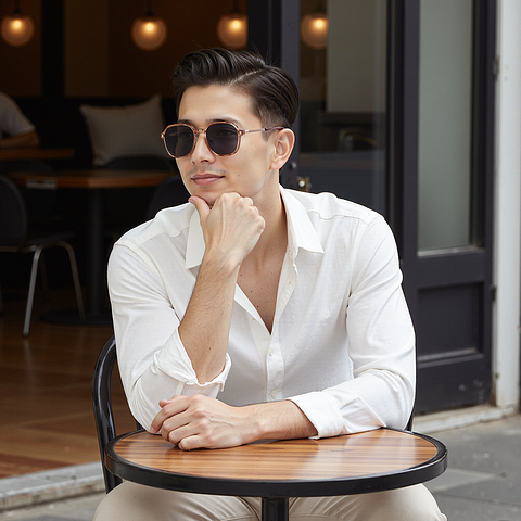 Lenskart Air Rose Gold Full Rim Geometric right side