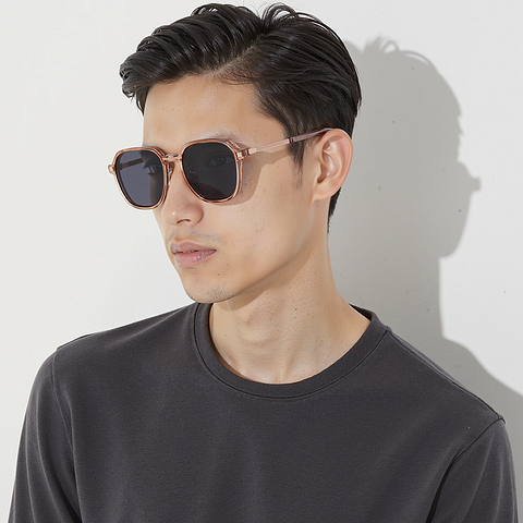 Lenskart Air Rose Gold Full Rim Geometric right side