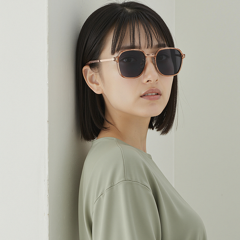 Lenskart Air Rose Gold Full Rim Geometric left side