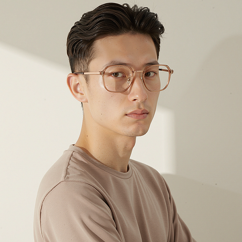 Lenskart Air Rose Gold Full Rim Geometric left side