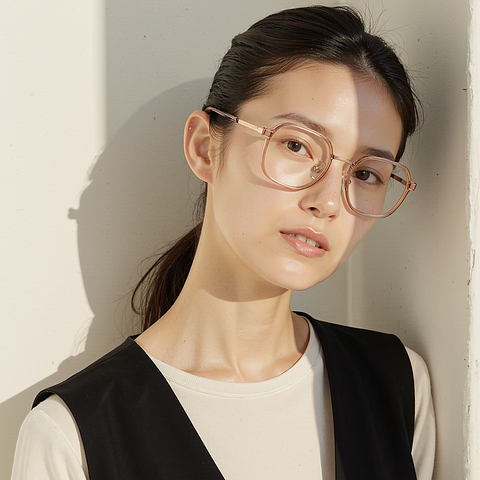 Lenskart Air Rose Gold Full Rim Geometric right side