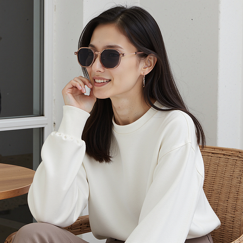 Lenskart Air Rose Gold Full Rim Geometric left side