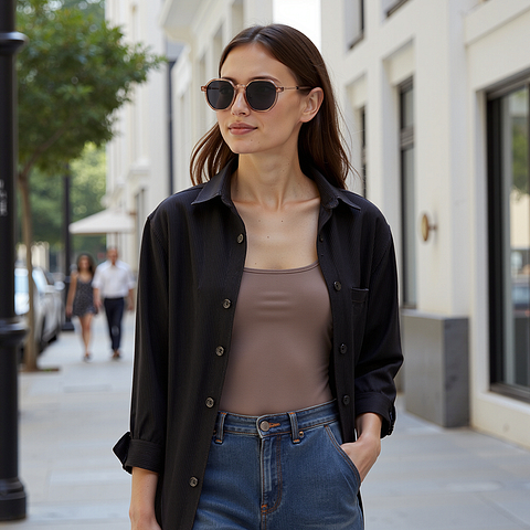 Lenskart Air Rose Gold Full Rim Geometric left side