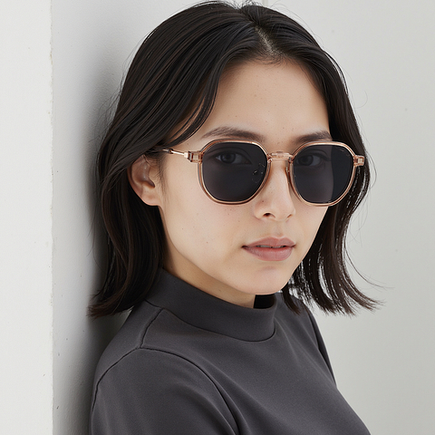 Lenskart Air Rose Gold Full Rim Geometric left side
