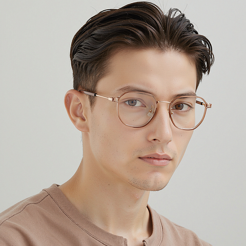Lenskart Air Rose Gold Full Rim Geometric right side