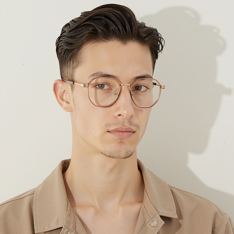 Lenskart Air Rose Gold Full Rim Geometric left side