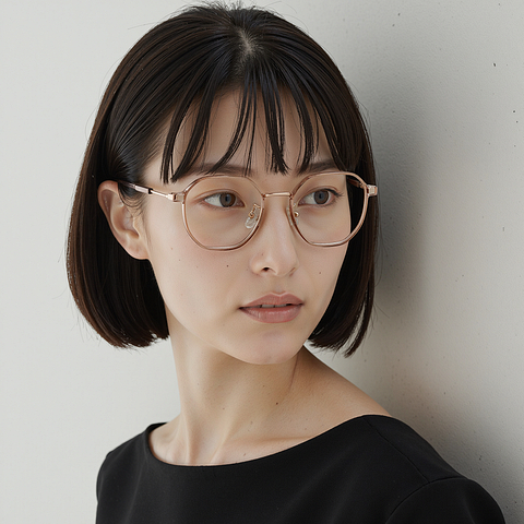 Lenskart Air Rose Gold Full Rim Geometric right side
