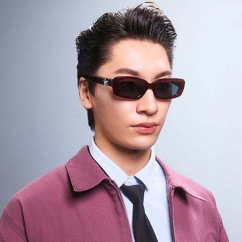 Lenskart Red Transparent Full Rim Rectangle left side