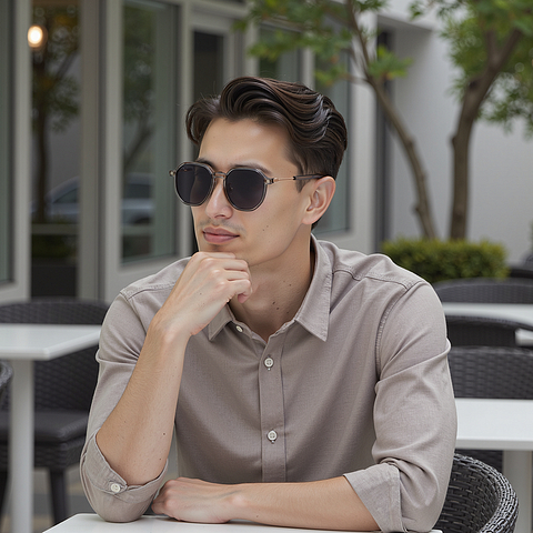 Lenskart Air Rose Gold Full Rim Geometric right side