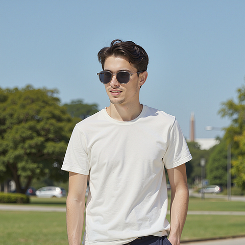 Lenskart Air Rose Gold Full Rim Geometric right side