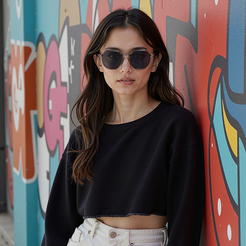 Lenskart Air Rose Gold Full Rim Geometric left side