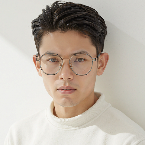 Lenskart Air Rose Gold Full Rim Geometric left side