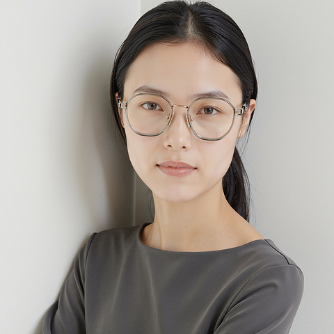 Lenskart Air Rose Gold Full Rim Geometric right side