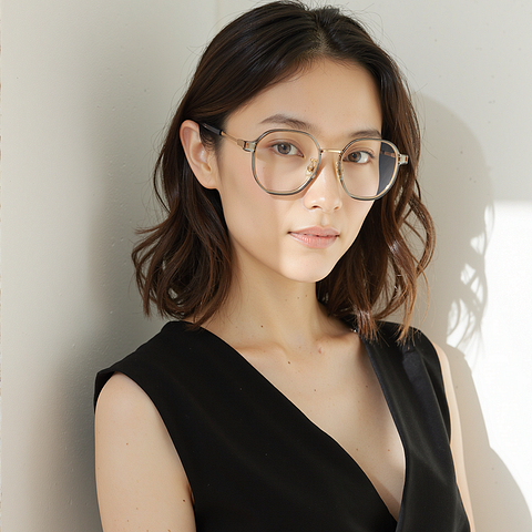 Lenskart Air Rose Gold Full Rim Geometric left side