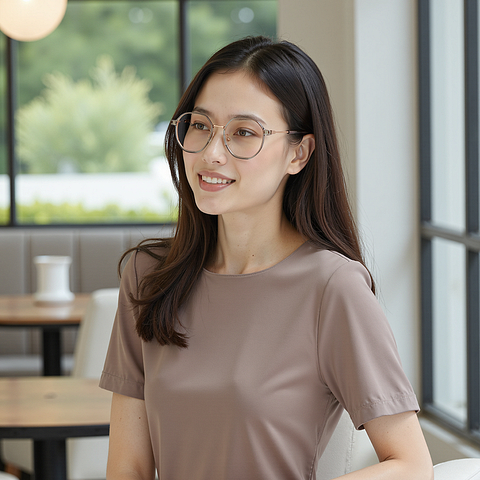 Lenskart Air Rose Gold Full Rim Geometric left side