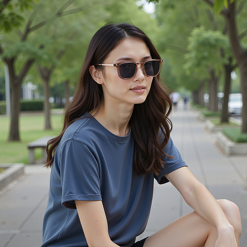 Lenskart Air Rose Gold Full Rim Square left side