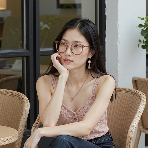 Lenskart Air Rose Gold Full Rim Square left side