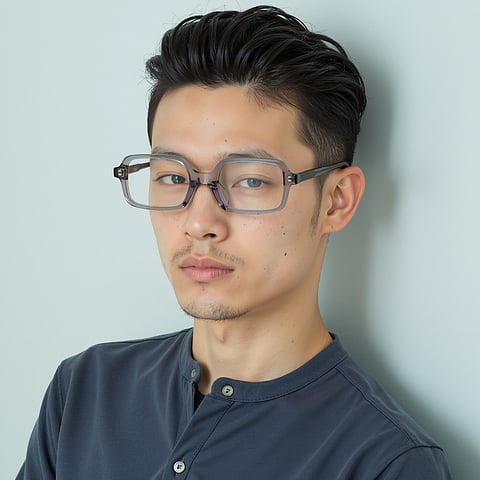 Lenskart Gray Transparent Full Rim Rectangle left side