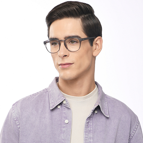 Lenskart Air Online Gray Transparent Full Rim Round left side