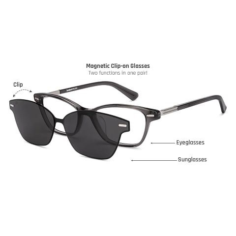 Lenskart STUDIO Gray Transparent Full Rim Cat Eye left side