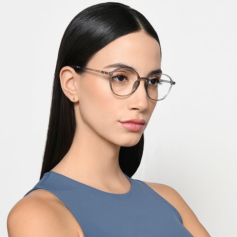 Lenskart Air Online Gray Transparent Full Rim Round left side