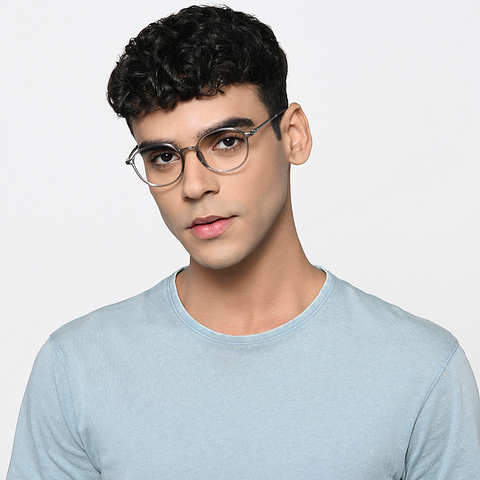 Lenskart Air Online Gray Transparent Full Rim Round right side