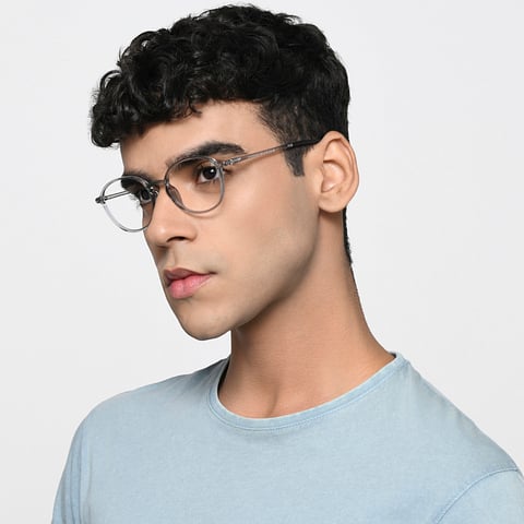 Lenskart Air Online Gray Transparent Full Rim Round left side