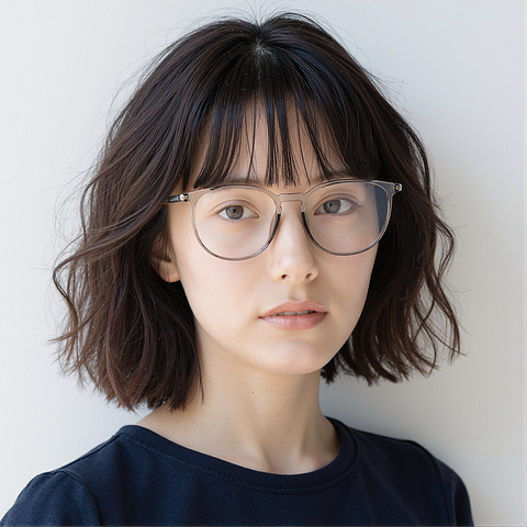 Lenskart Air Gray Transparent Full Rim Round left side