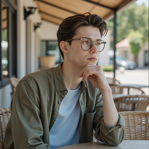 Lenskart Air Gray Transparent Full Rim Round left side