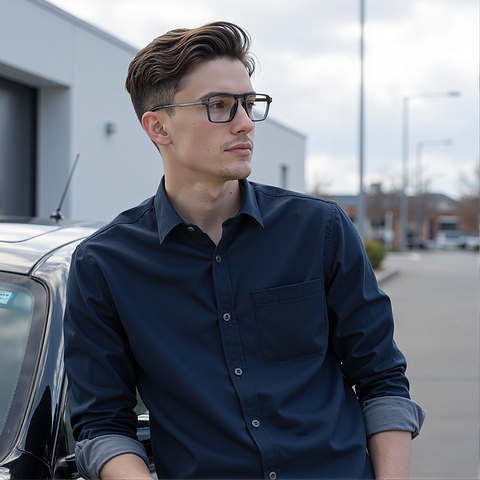 Lenskart Air Gray Transparent Full Rim Square left side