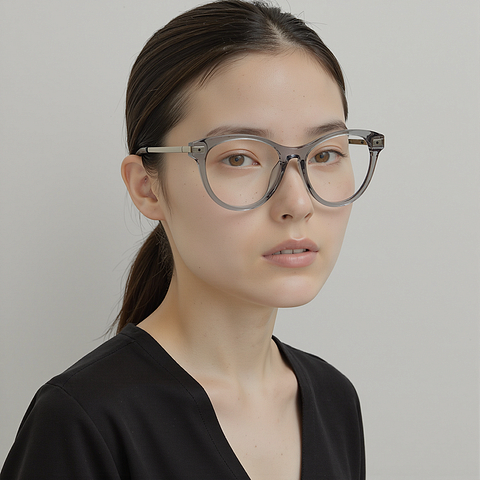 Lenskart Gray Transparent Full Rim Cat Eye right side