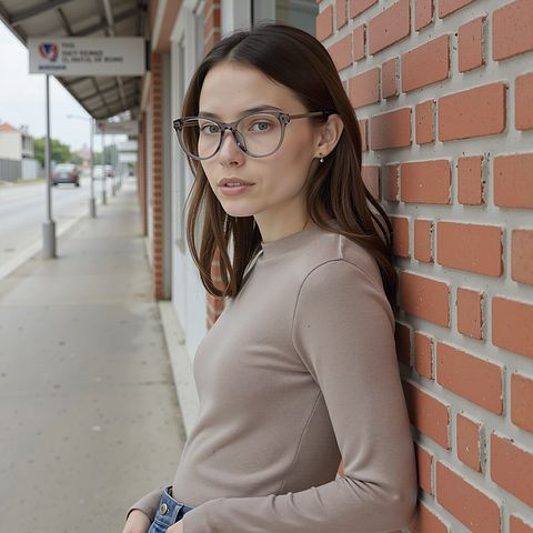 Lenskart Gray Transparent Full Rim Cat Eye left side