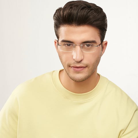 Lenskart Air Online Mid Gunmetal Rimless Rectangle right side