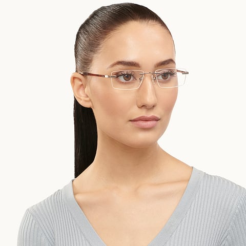 Lenskart Air Online Mid Gunmetal Rimless Rectangle right side