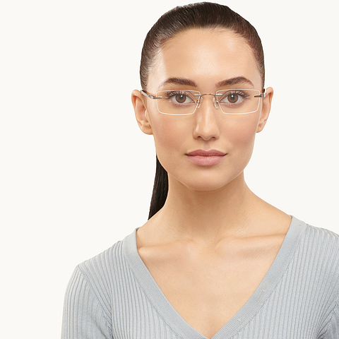 Lenskart Air Online Mid Gunmetal Rimless Rectangle left side