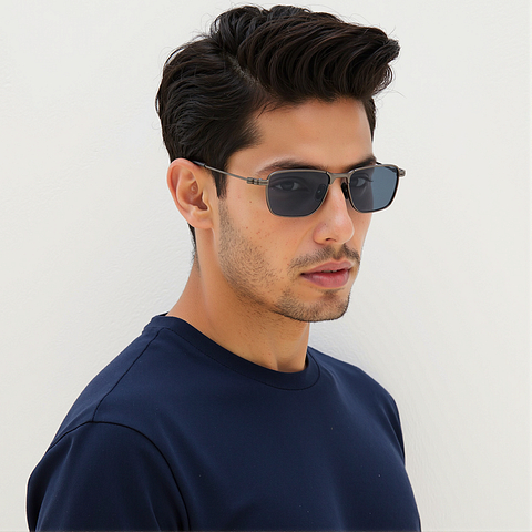 Lenskart STUDIO Mid Gunmetal Full Rim Geometric left side
