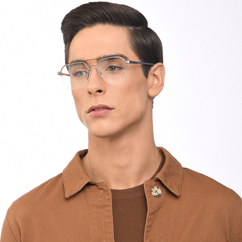 Lenskart Air Online Dark Brown Half Rim Aviator left side