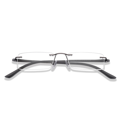 Lenskart Air Online Mid Gunmetal Rimless Rectangle left side