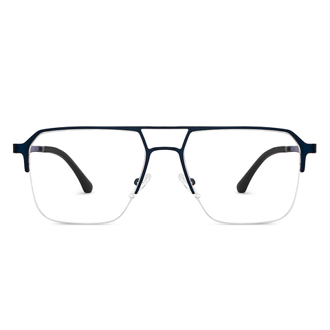 Lenskart Air Online Sky Blue Half Rim Aviator left side