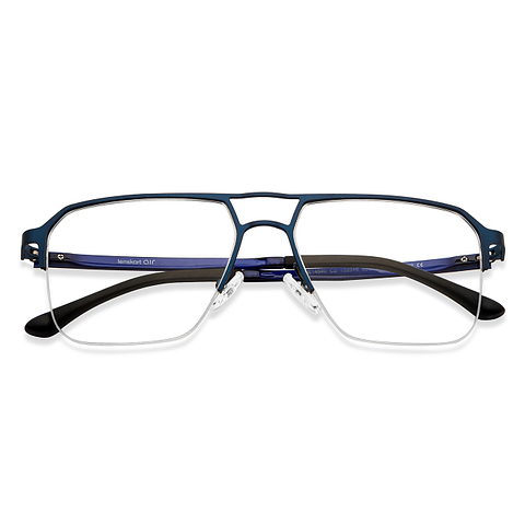 Lenskart Air Online Sky Blue Half Rim Aviator left side