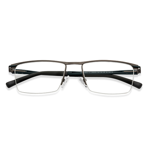 Lenskart Air Online Mid Gunmetal Half Rim Rectangle left side Lenskart Air Online Mid Gunmetal Half Rim Rectangle left side