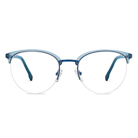 Lenskart Air Online Blue Transparent Half Rim Round left side