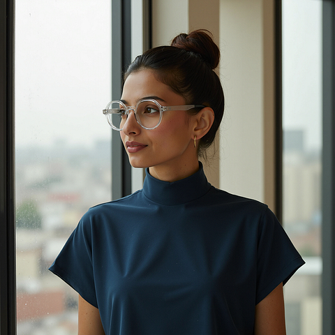 Buy Crystal Transparent White Full Rim Round Lenskart Air Classics