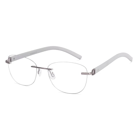 Buy Silver Off White Rimless Round Lenskart Air Rimless-Hindar LA
