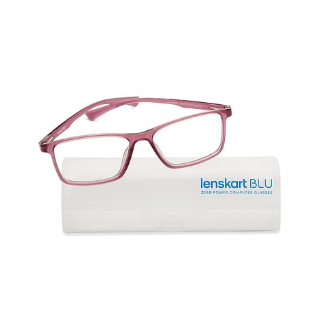 Lenskart BLU Screen Glasses Blue Block Zero Power Screen Glasses : Purple Full Rim Rectangle Lenskart Blu-C8 LB E13738 right side