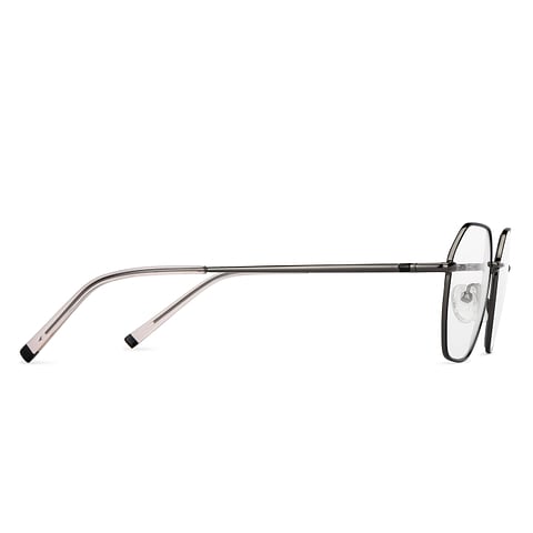 Lenskart BLU Screen Glasses Blue Block Zero Power Screen Glasses: Gunmetal Transparent Full Rim Geometric Lenskart BLU LB E14522-C1 left side
