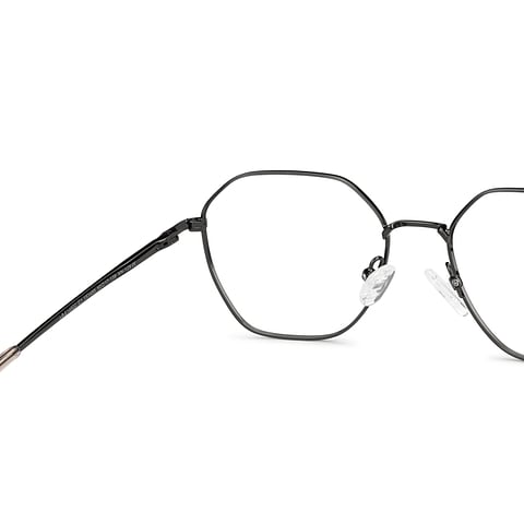 Lenskart BLU Screen Glasses Blue Block Zero Power Screen Glasses: Gunmetal Transparent Full Rim Geometric Lenskart BLU LB E14522-C1 left side