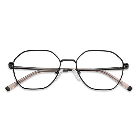 Lenskart BLU Screen Glasses Blue Block Zero Power Screen Glasses: Gunmetal Transparent Full Rim Geometric Lenskart BLU LB E14522-C1 left side